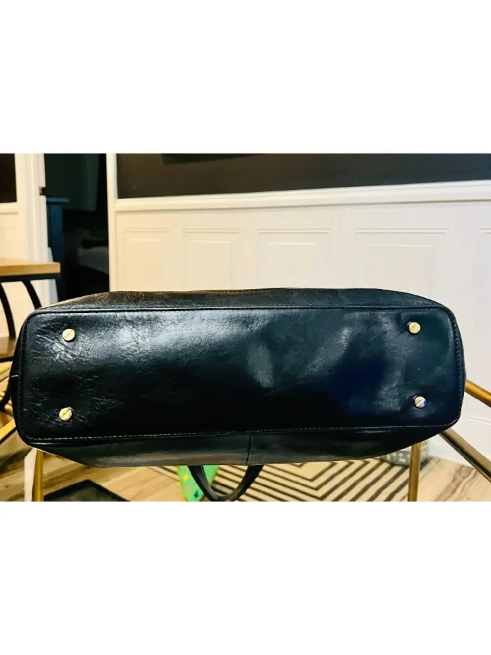 Tory Burch Black Leather Black Bombe Ella Satchel Shoulder Bag